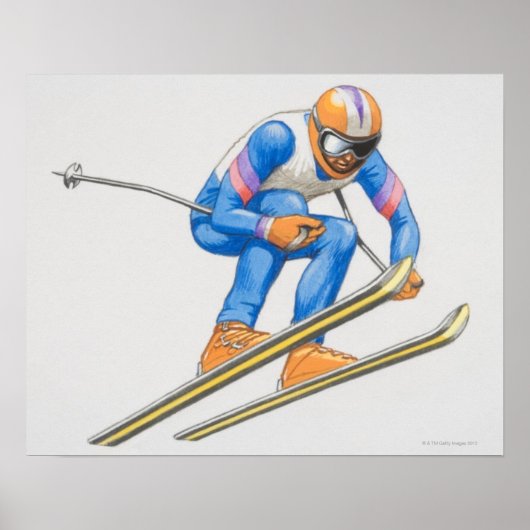 Poster Skier effectuant un saut (Devant)