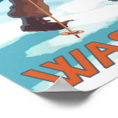 Poster Skier transportant ski de neige - Crystal Mountain (Coin)