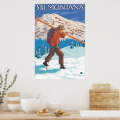 Poster Skier transportant ski de neige - Montana (Cuisine)