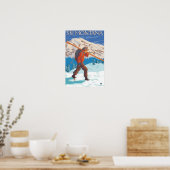Poster Skier transportant ski de neige - Montana (Cuisine)