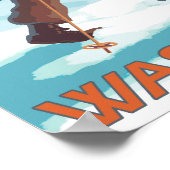 Poster Skier transportant ski de neige - Mount Baker, WA (Coin)