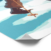 Poster Skier transportant ski de neige - Wyoming (Coin)