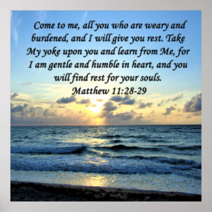 POSTER SKIES BLEUS MATTHEW 11:28 DESIGN PHOTO DE LEVER