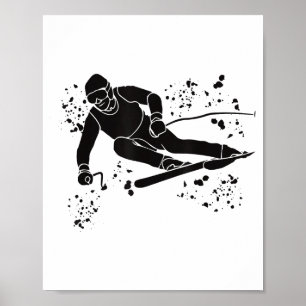 Poster skieur alpin sports d'hiver ski nordique