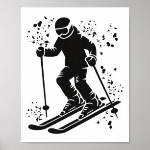 Poster skieur alpin sports d'hiver ski nordique _2