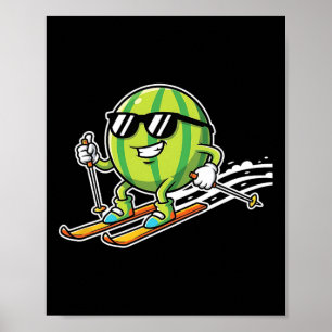 Poster Skieur de pastèque avec lunettes de soleil Fun nei