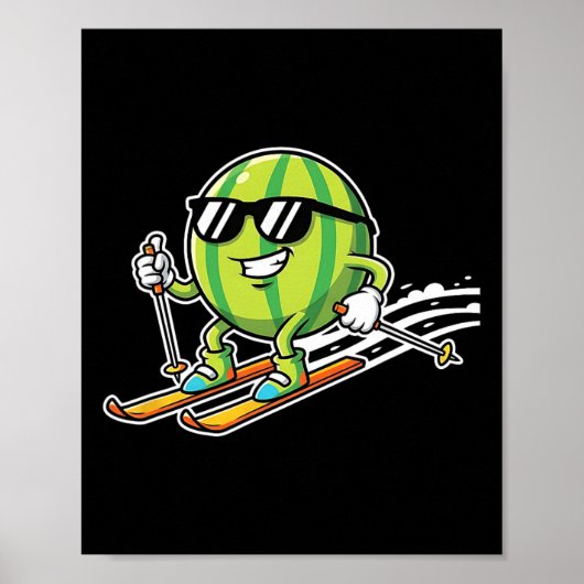 Poster Skieur de pastèque avec lunettes de soleil Fun nei (Devant)