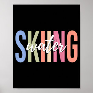 Poster skieur de ski nautique sports nautiques