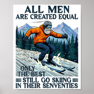 Poster Skieur faisant du ski pour son 70e anniversaire le