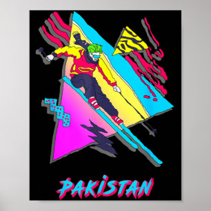 Poster Skieur graphique pakistanais de ski coloré passion