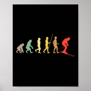 Poster Skieur Ski Rétro Ski Descente Enthousiaste Sport H