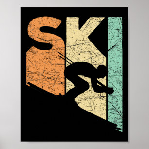 Poster Skieur vintage ski Rétro amateur de ski de descent