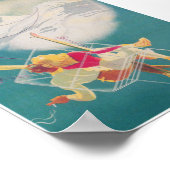 Poster Skieurs sur Ski Ascenseur et Lune Romantique Vinta (Coin)