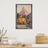 Poster Skiing Alps Zermatt Switzerland Vintage Travel (Cuisine)