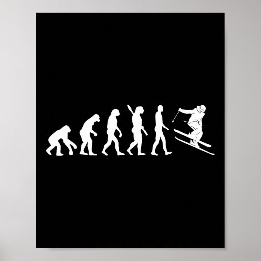 Poster Skiing Evolution Funny Skier Freestyle Ski Winter  (Devant)