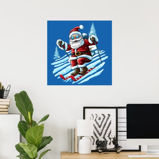 Poster Skiing Père Noël (Bureau à domicile)