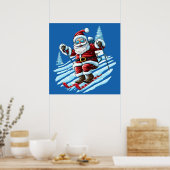 Poster Skiing Père Noël (Cuisine)