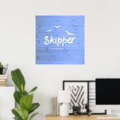 Poster Skipper Nautique voile bleu et blanc (Bureau à domicile)