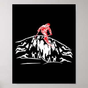 Poster Skis de ski cool aventure de montagne en descente