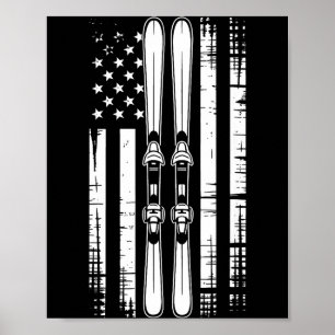 Poster skis vintage américain ski hiver montagne usa