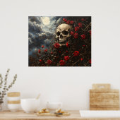 Poster Skull and Crimson Roses (Cuisine)