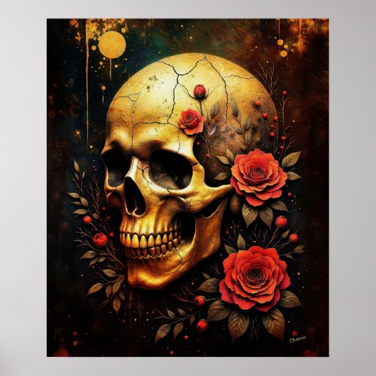 Poster Skull and Roses (Devant)