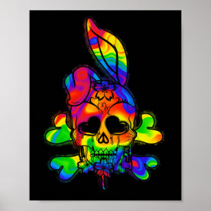 Poster Skull lapin psychédélique Jour de Pâques