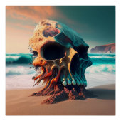 Poster Skull on the beach (Devant)