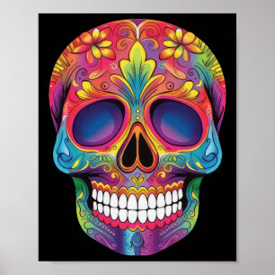 Poster Skull Sucre Skeleton Dia De Los Muertos Jour De