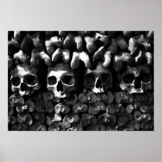 Poster Skuls - Paris Catacombes, version noir et blanc