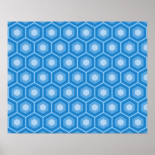 Poster Sky Blue Carrelé Hex (Devant)