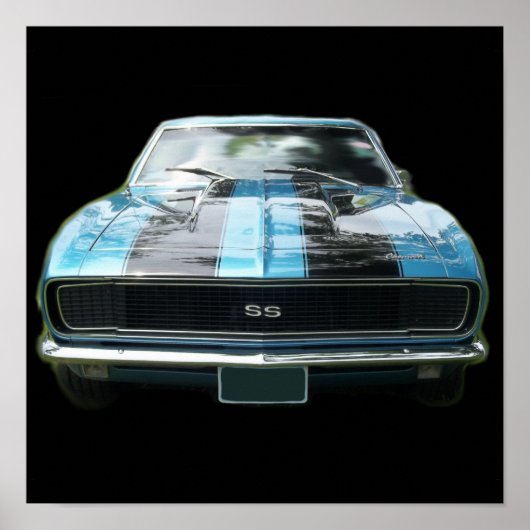 Poster Sky blue SS Camaro avec rayures noires (Devant)