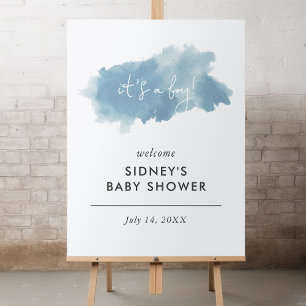Poster Sky Blue Watercolor C'est un Baby shower garçon Bi