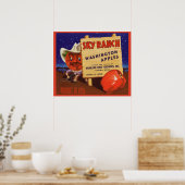 Poster Sky Ranch Washington Apples 1940 crée le étiquette (Cuisine)