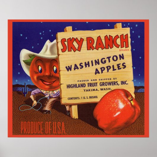 Poster Sky Ranch Washington Apples 1940 crée le étiquette (Devant)
