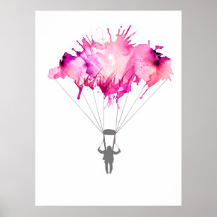Poster Skydiver Parachute Skydiving Parachute Art Cadeau