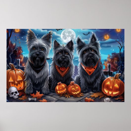 Poster Skye Terrier Halloween Épouvantable (Devant)