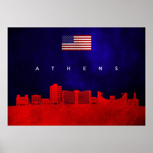 Poster Skyline d'Athènes Géorgie (Devant)