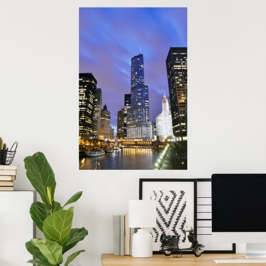 Poster Skyline de Chicago River (Bureau à domicile)