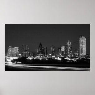 Poster skyline de dallas la nuit