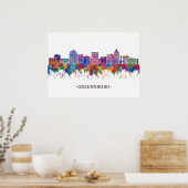 Poster Skyline de la Caroline du Nord Greensboro (Cuisine)