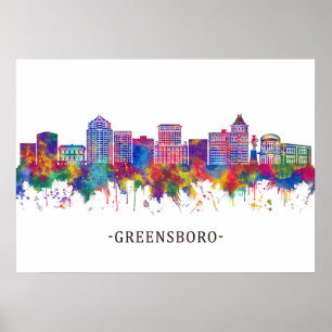 Poster Skyline de la Caroline du Nord Greensboro
