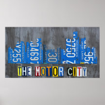 Poster Skyline de la plaque de licence de Detroit 