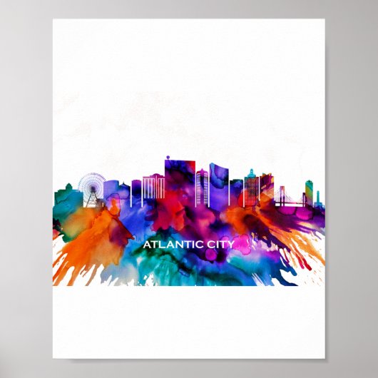 Poster Skyline de la ville d'Atlantique (Devant)