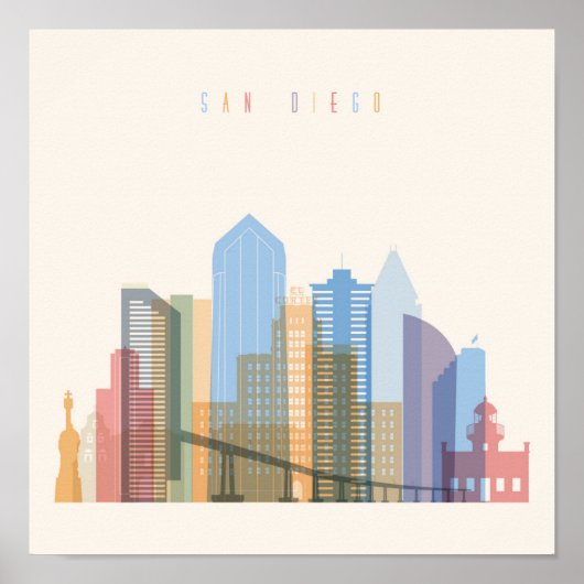 Poster Skyline de la ville de San Diego (Devant)