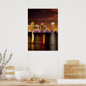 Poster Skyline de Miami la nuit, Floride (Cuisine)