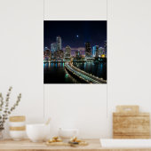 Poster Skyline de Miami ville avec pont la nuit (Cuisine)
