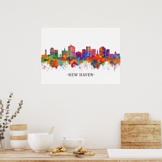 Poster Skyline de New Haven Connecticut (Cuisine)