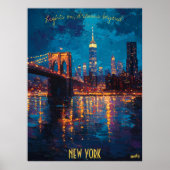 Poster Skyline de New York à Dusk - Brooklyn Bridge (Devant)