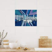 Poster Skyline de New York | Bleu 3D (Cuisine)